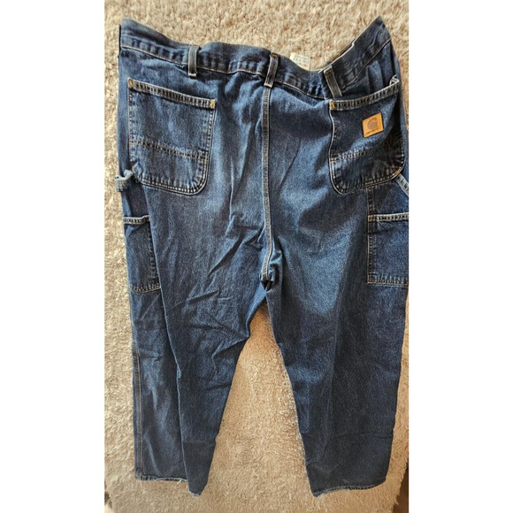 Carhartt Jeans Mens Sz 44x32 Loose Original Fit Blue Denim Work Heavy Duty - Picture 3 of 4